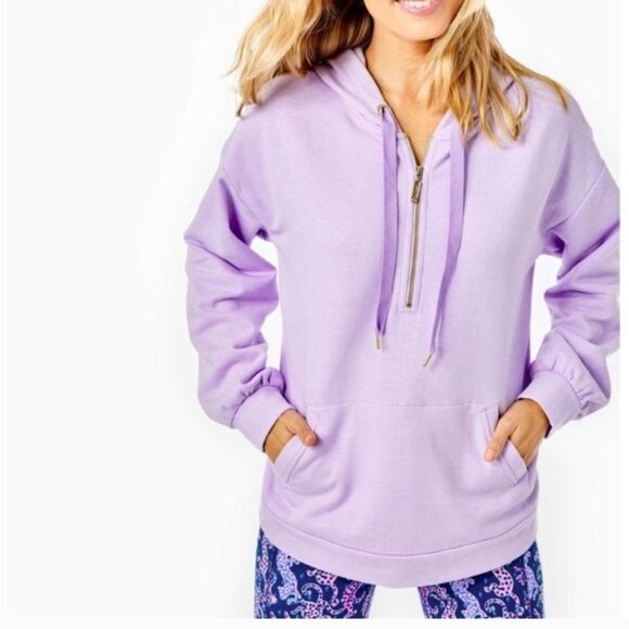 Lilly Pulitzer Suri Hoodie in Heathered Light Lilac Verbena Size XS - Picture 1 of 7
